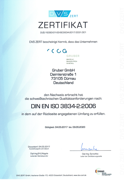 Zertfikat DIN EN ISO 2-2006